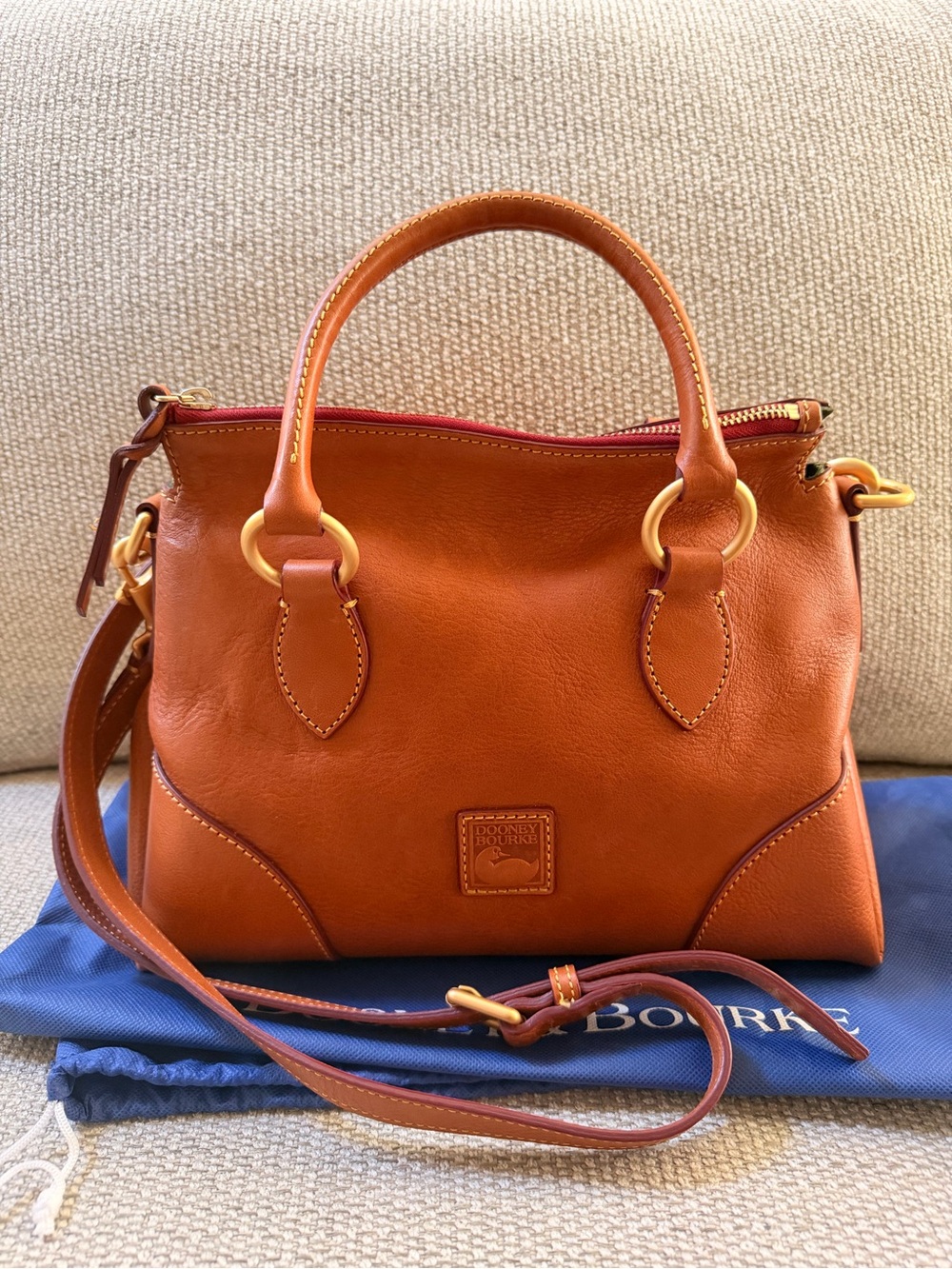 Dooney & Bourke Florentine Satchel 30 Natural Tan Leather NWT Dust Bag